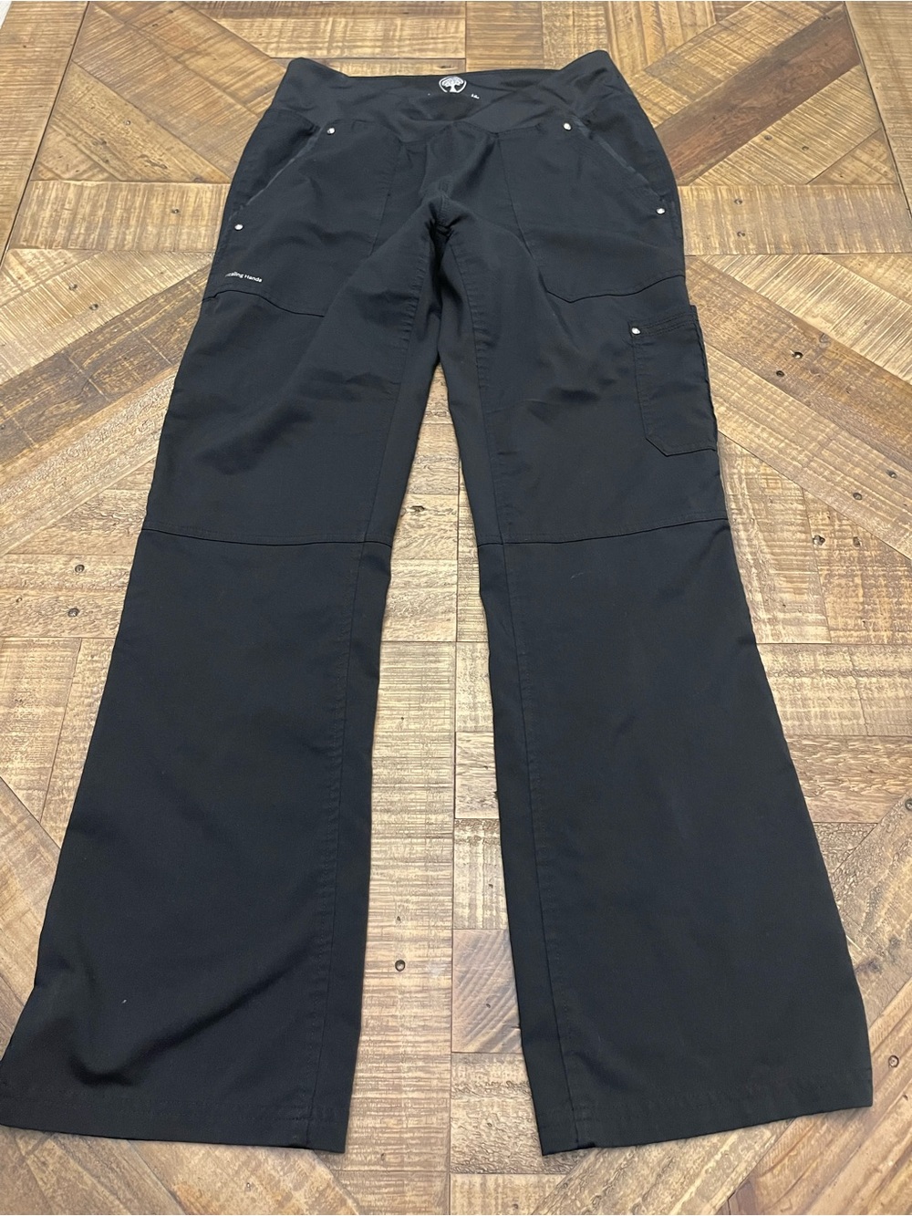 Healing Hands Purple Label Tori Yoga Scrub Pants Black Women's Size S Cargo